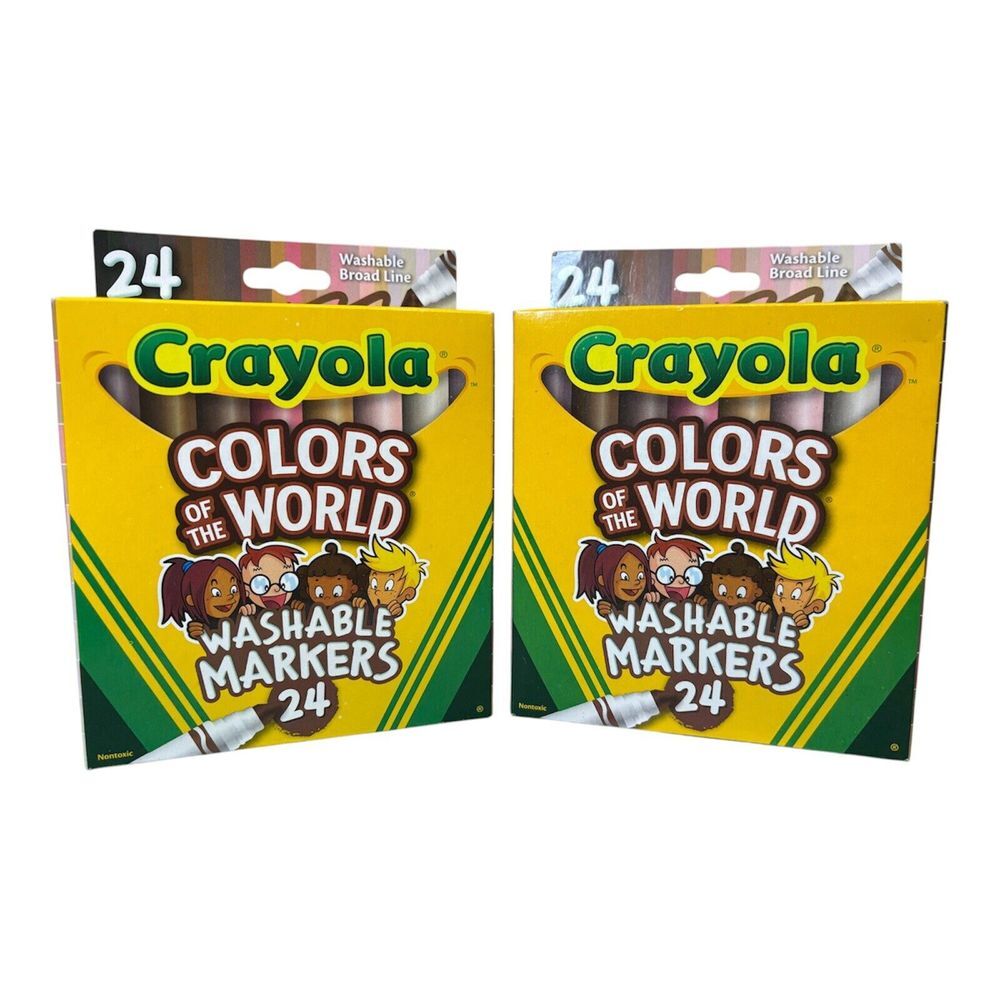Crayola Colors of the World Markers 24 Markers in box ‎ Broad Line 2 Boxes